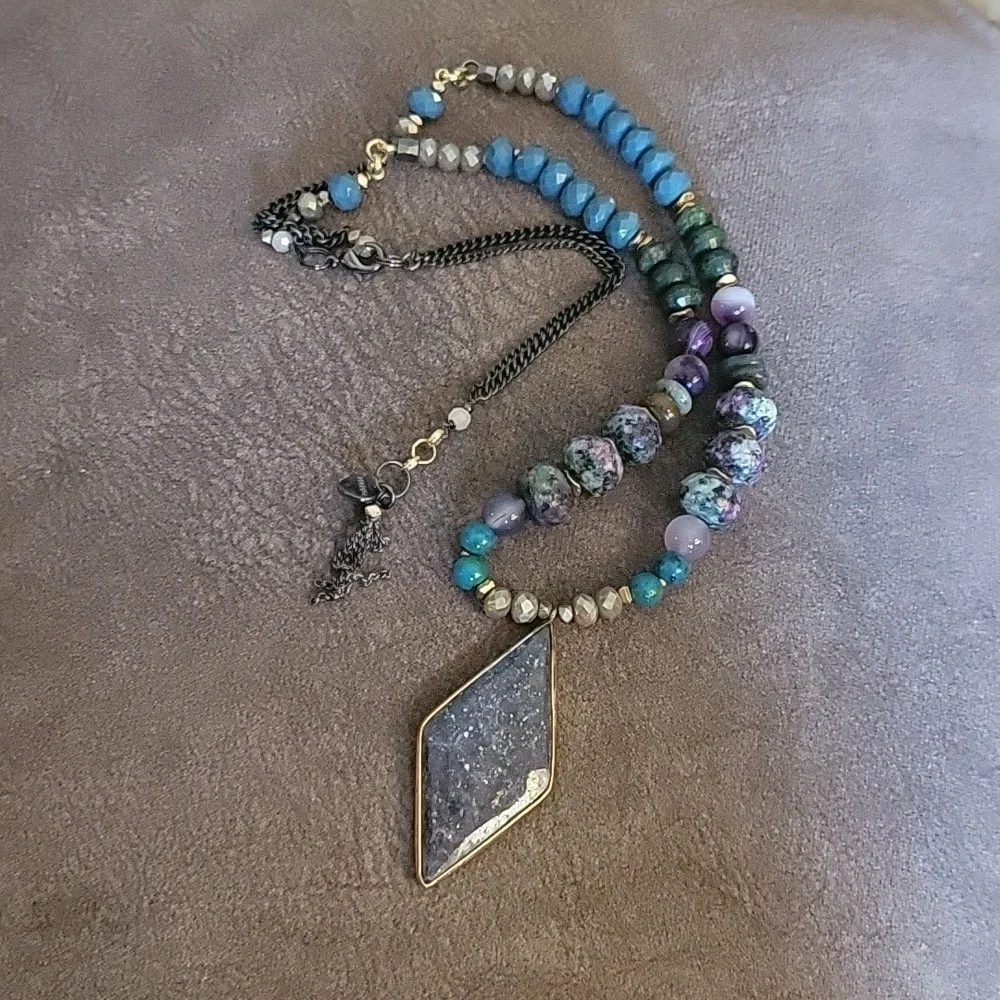 Nakamol Artisan Fluorite Beaded Crystal Festival Necklace